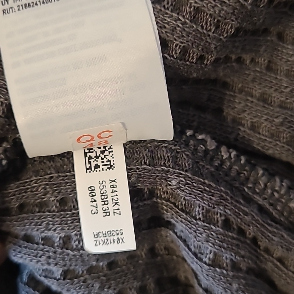 American Eagle Lived-in Gray M Waffle Knit Thermal Sweater Boxy Oversized Boho - Picture 7 of 11